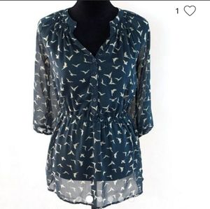 Mossimo sheer tunic Bird print xs